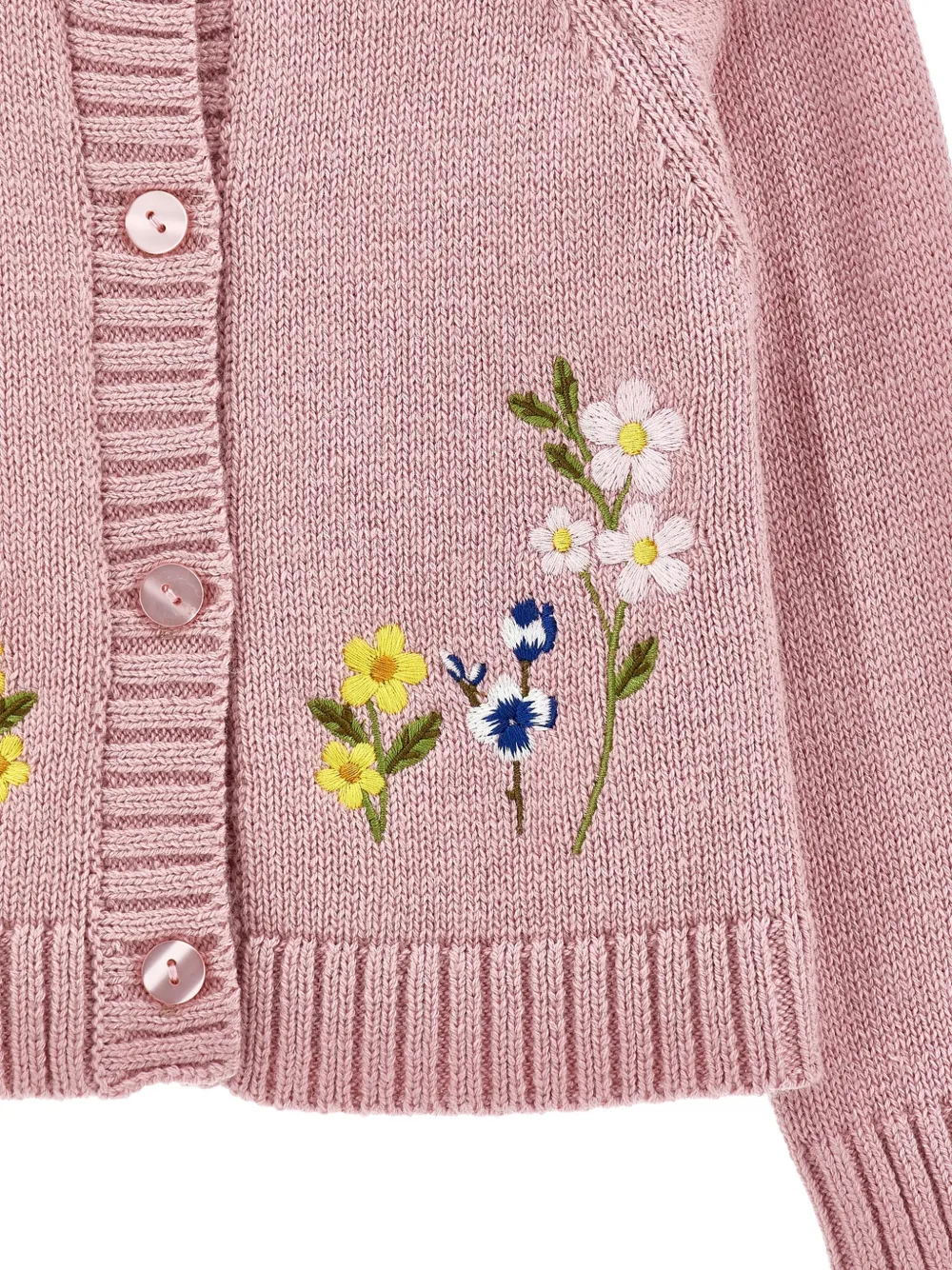 Monnalisa Vest met geborduurde bloemen Roze