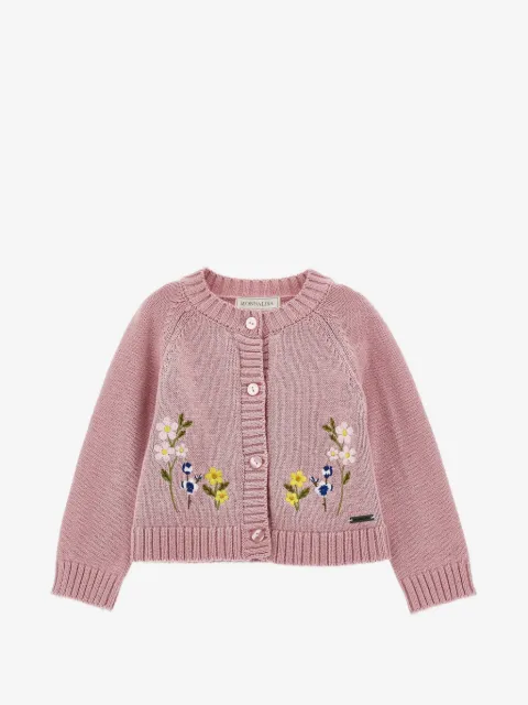 Monnalisa floral-embroidered cardigan