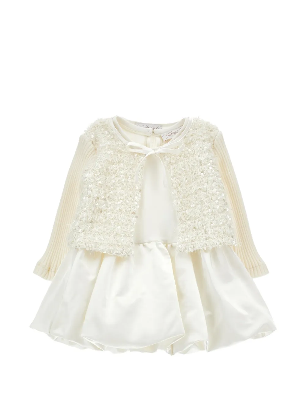 Monnalisa Abito con paillettes - Bianco