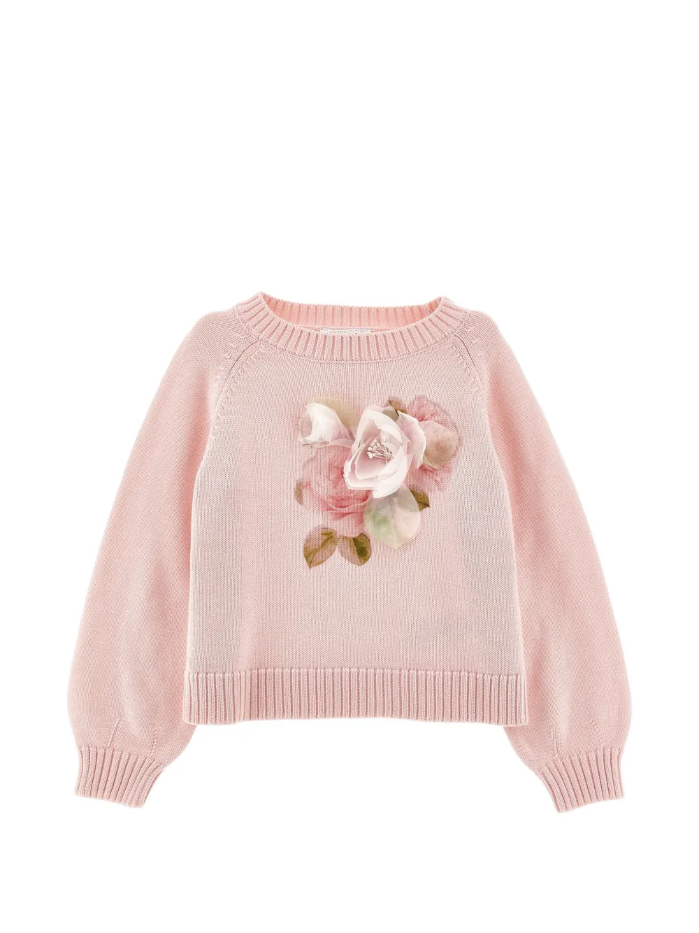 Monnalisa Maglione con applicazione a fiori - Rosa