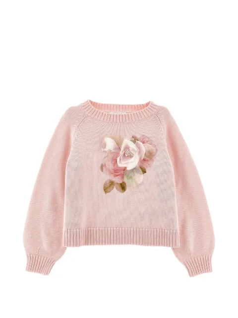 Monnalisa floral-appliqué sweater