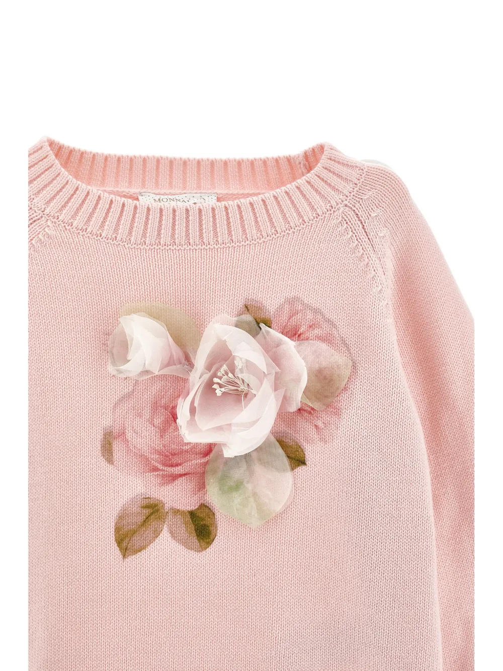 Monnalisa Trui met bloemapplicatie Roze