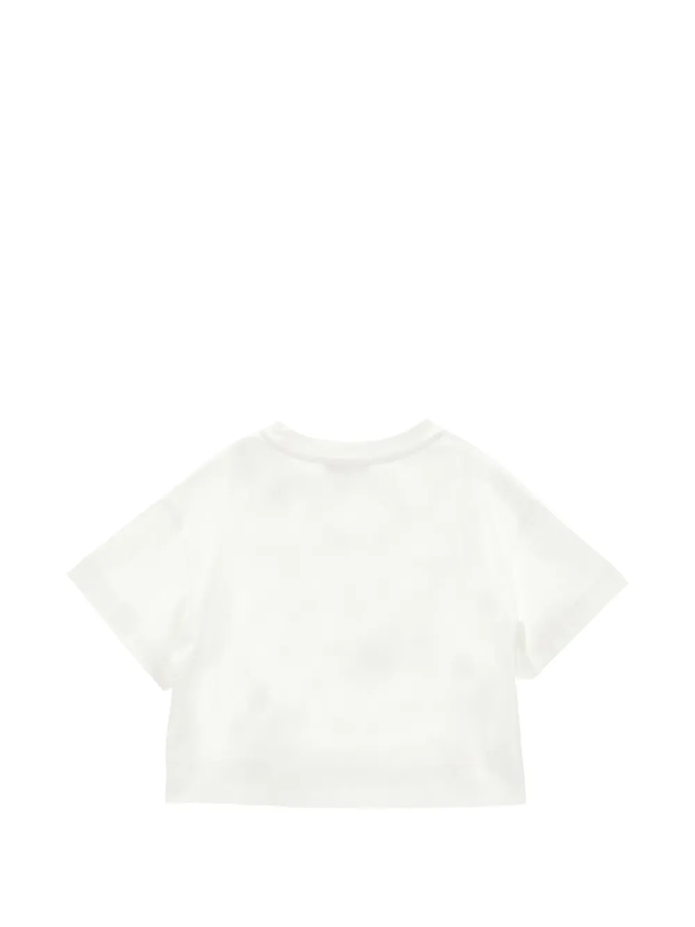 Monnalisa Cropped T-shirt verfraaid met veren Wit