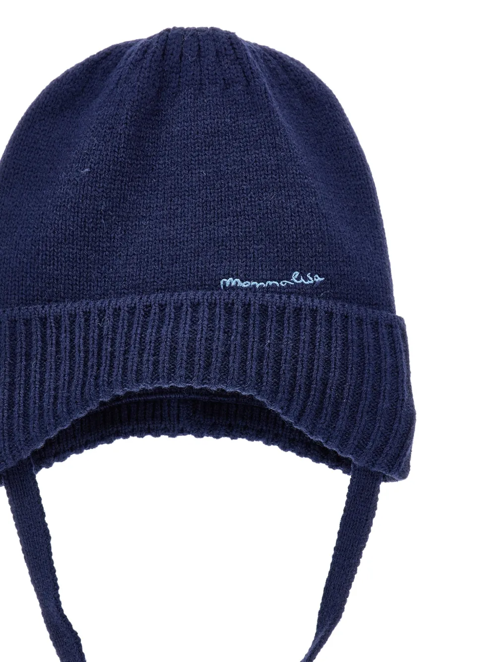 Monnalisa Geribbelde muts met geborduurd logo Blauw