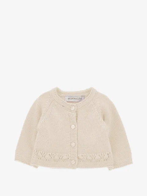 Monnalisa pointelle-knit raglan-sleeve cardigan