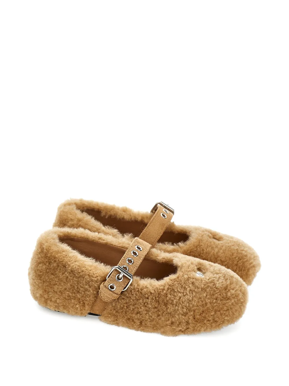 Monnalisa Lammy ballerina's met gespsluiting Bruin