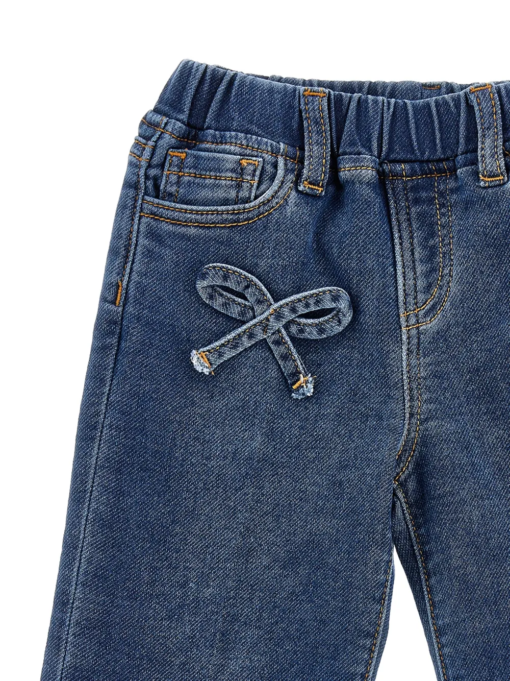 Monnalisa Straight jeans met strikdetail en omslag Blauw