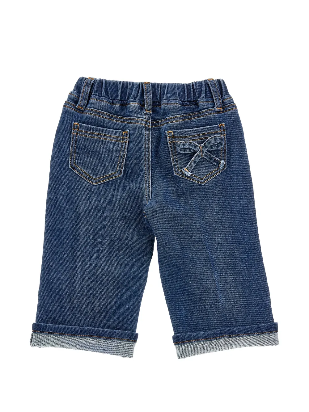 Monnalisa Straight jeans met strikdetail en omslag Blauw