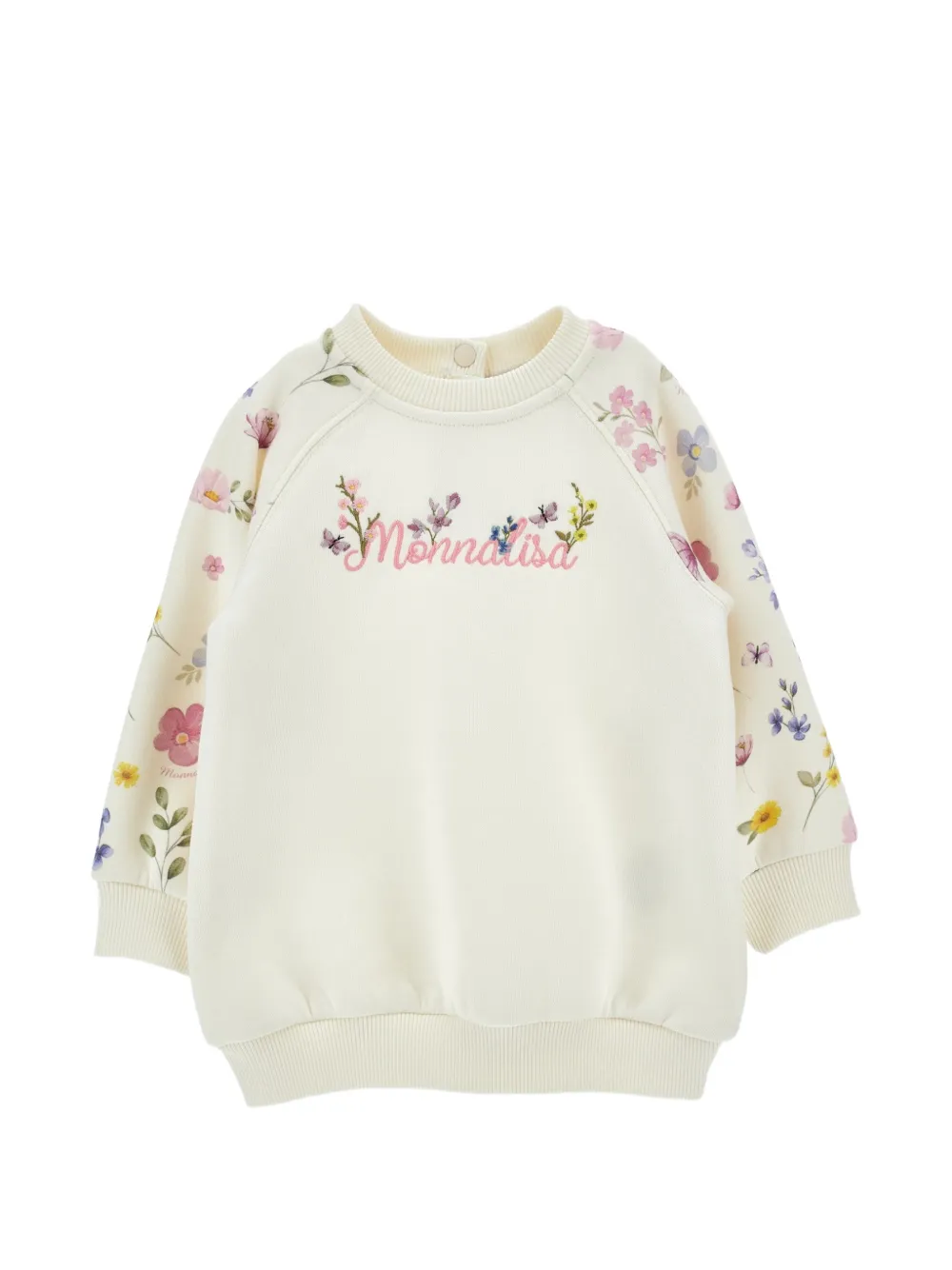Monnalisa floral-print embroidered sweater - Neutrals
