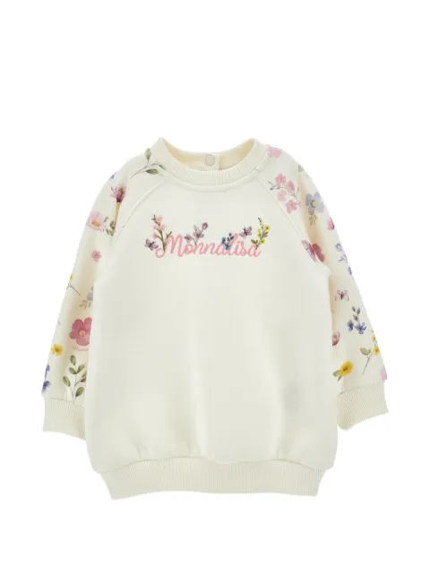 Monnalisa floral-print embroidered sweater