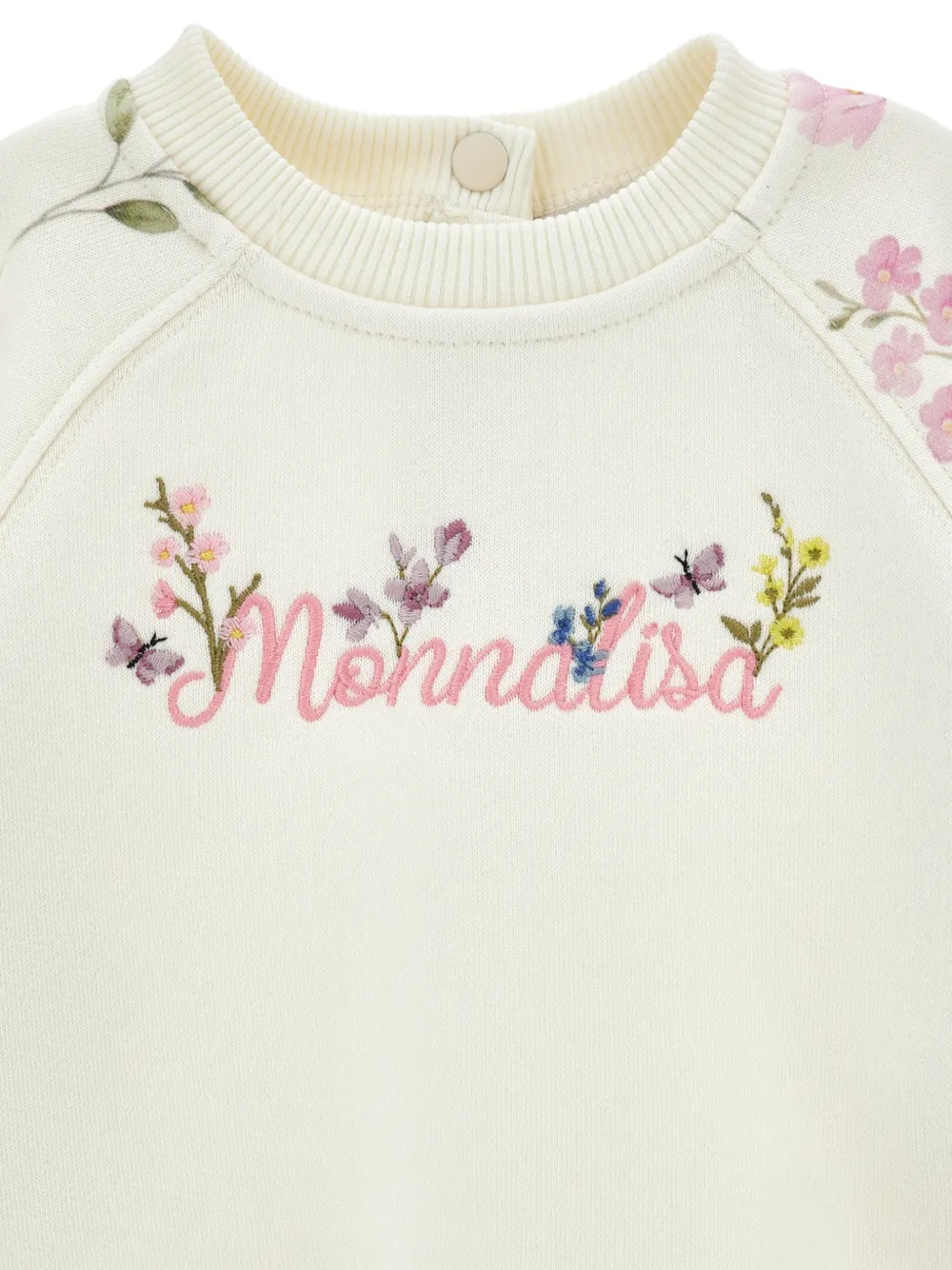 Monnalisa Trui met geborduurde bloemen Beige