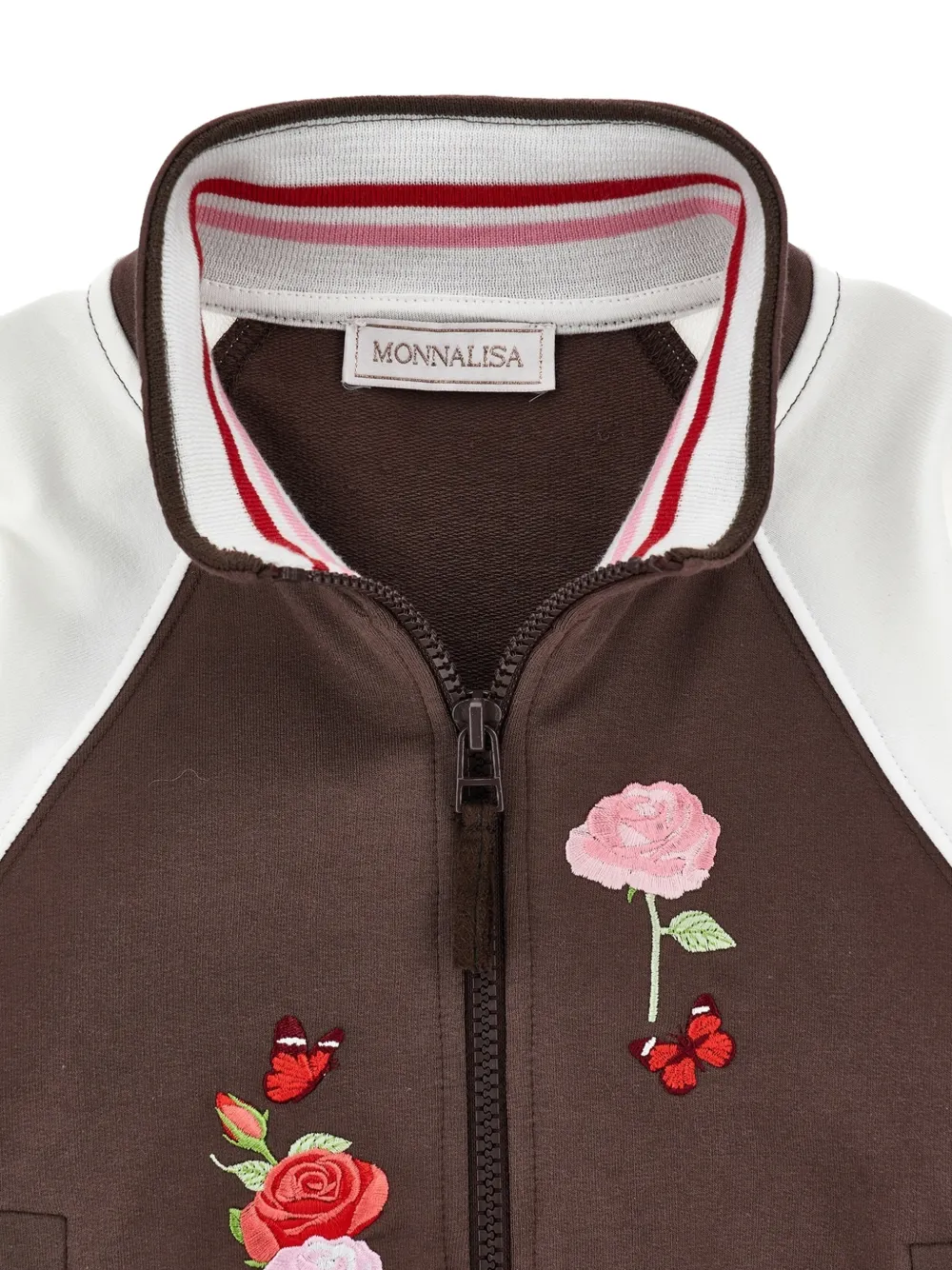 Monnalisa Jack met geborduurde bloemen en raglan mouwen Bruin