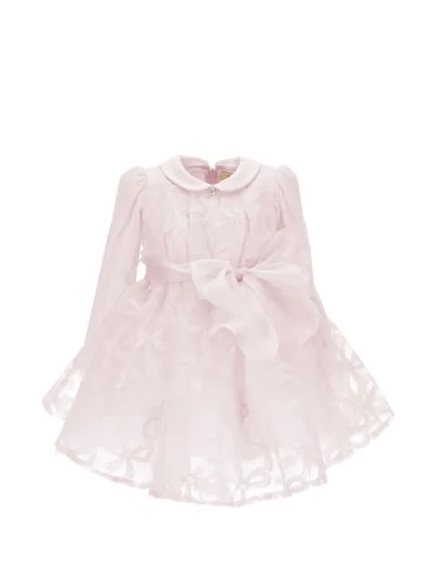Monnalisa vestido con cuello Peter Pan y moño bordado