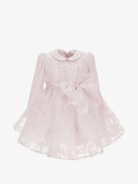 Monnalisa bow-embroidered Peter Pan-collar dress