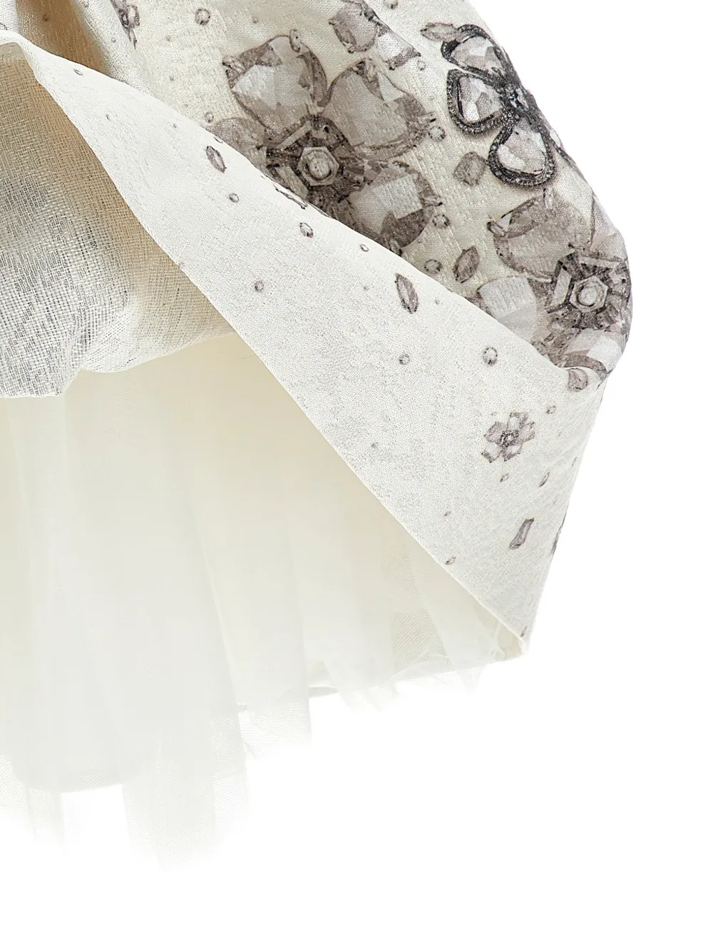 Monnalisa Rok verfraaid met kristallen en bloemenprint Wit