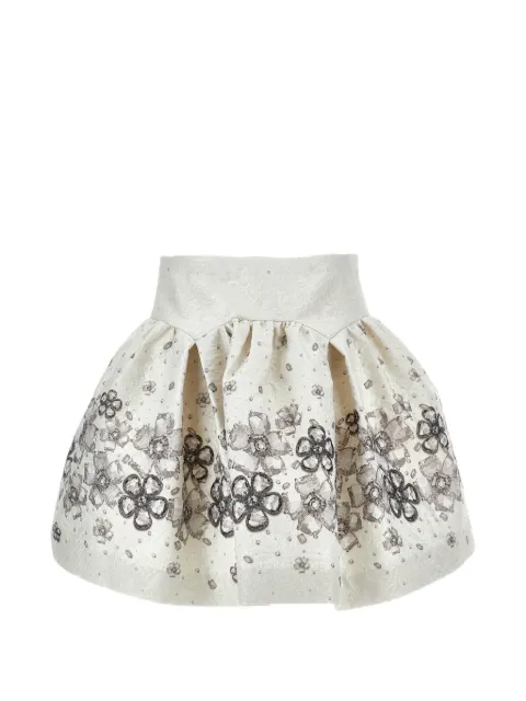 Monnalisa floral-print crystal-embellished skirt
