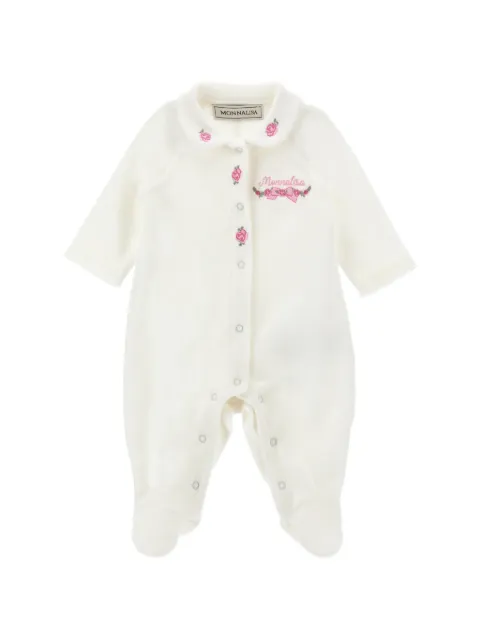 Monnalisa floral-embroidered Peter Pan-collar pajamas