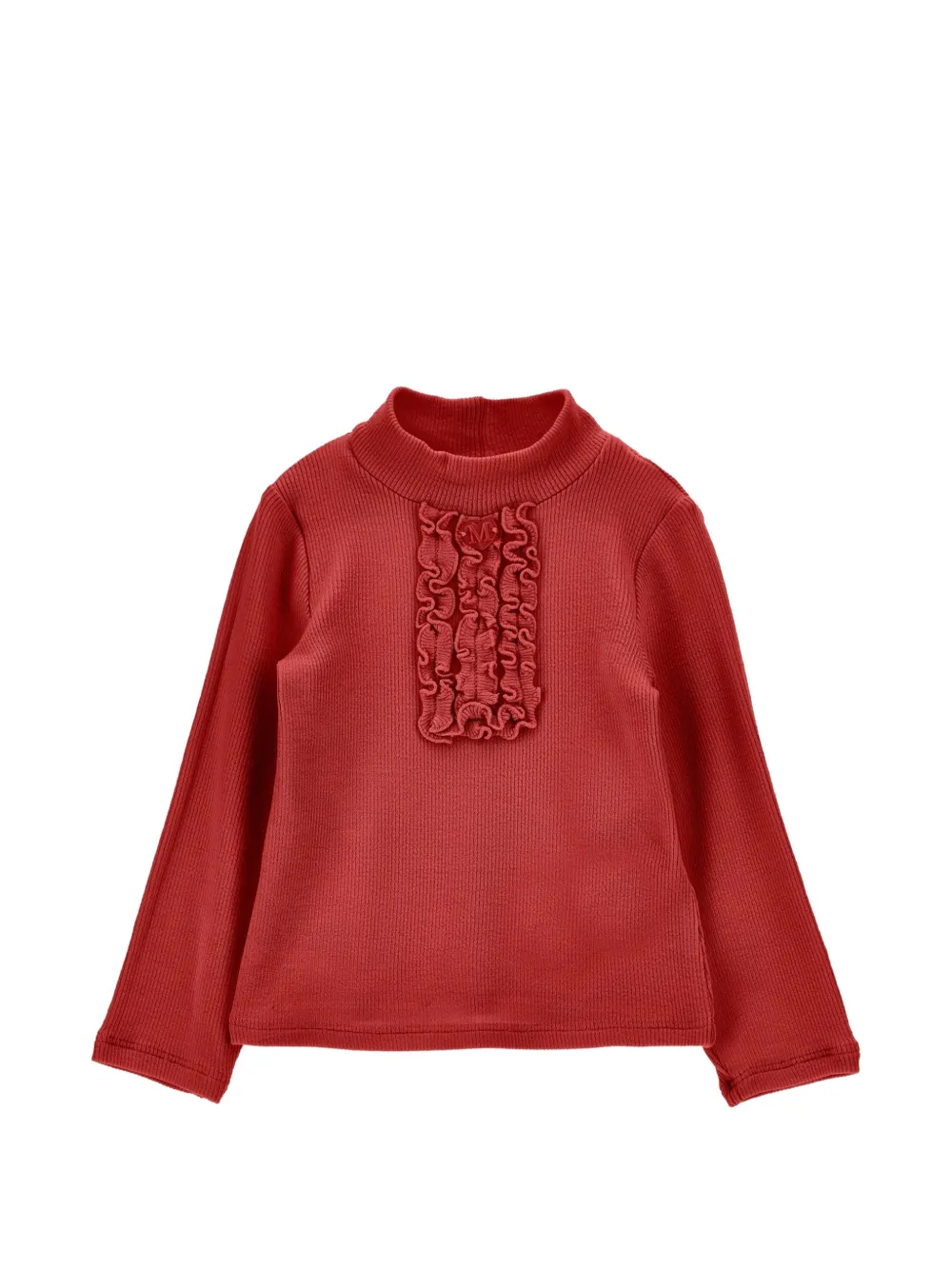 Monnalisa ruffle-trimmed ribbed sweater - Rosso