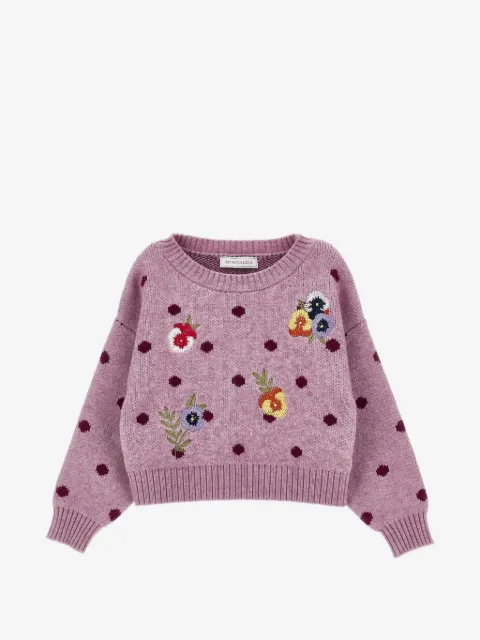 Monnalisa suéter con bordado floral