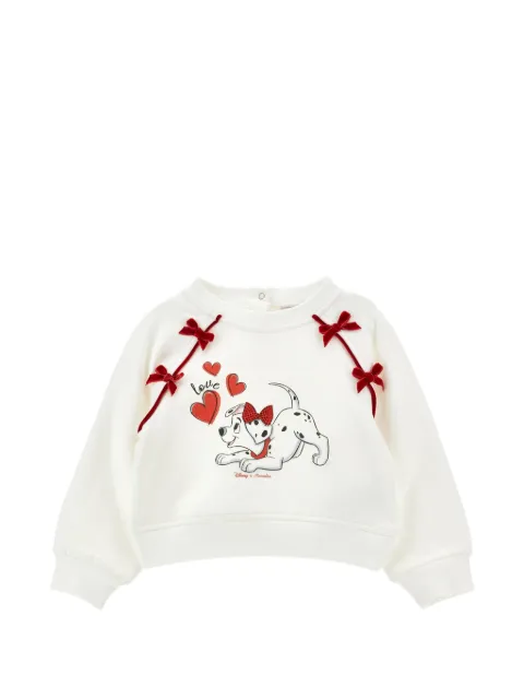 Monnalisa bow-embellished graphic-print sweater