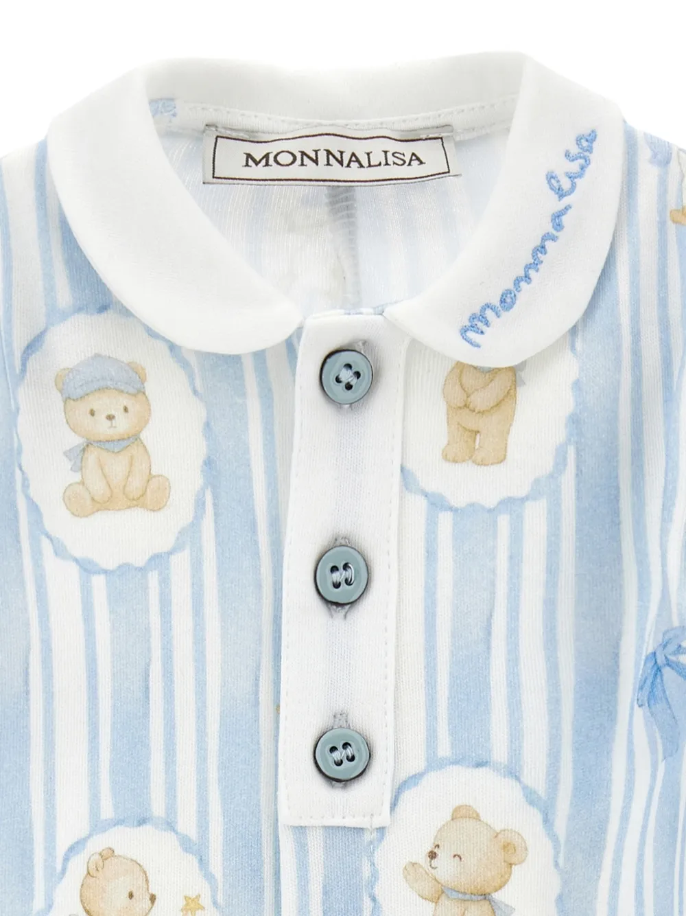 Monnalisa Gestreept slaappak met teddybeerprint Blauw