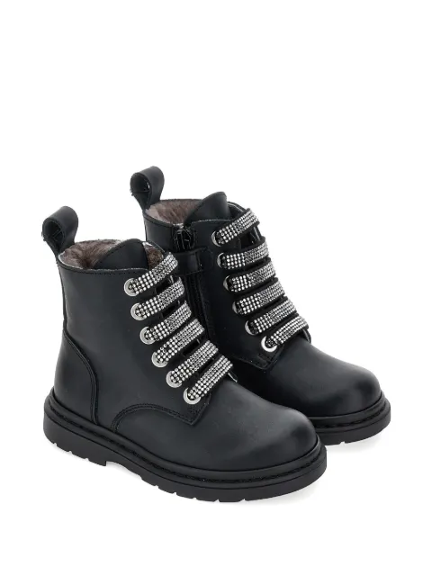 Monnalisa crystal-embellished leather boots