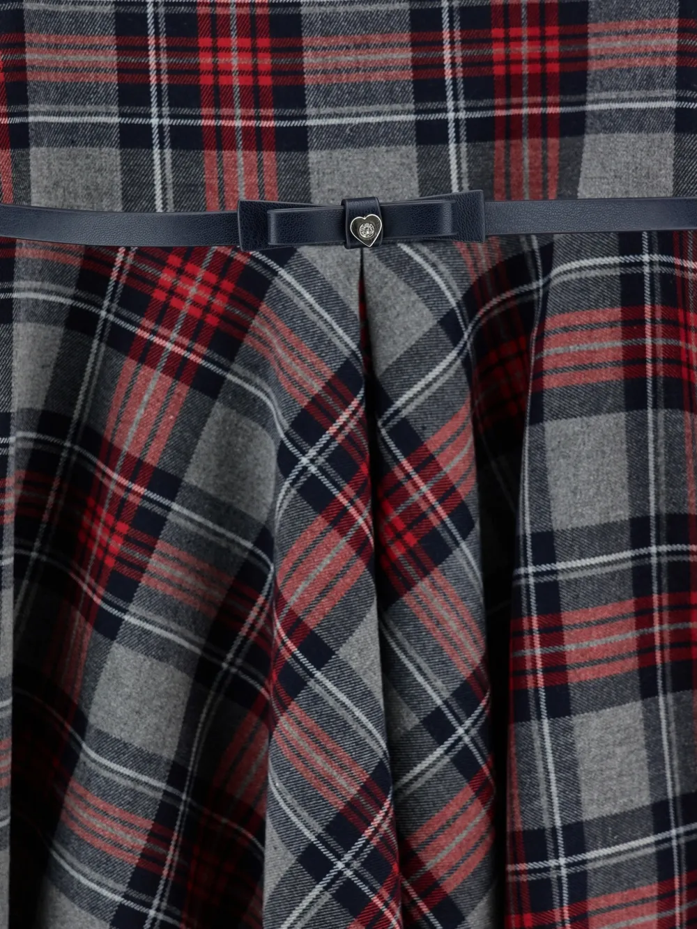 Monnalisa Jurk met tartan ruit en ceintuur Grijs