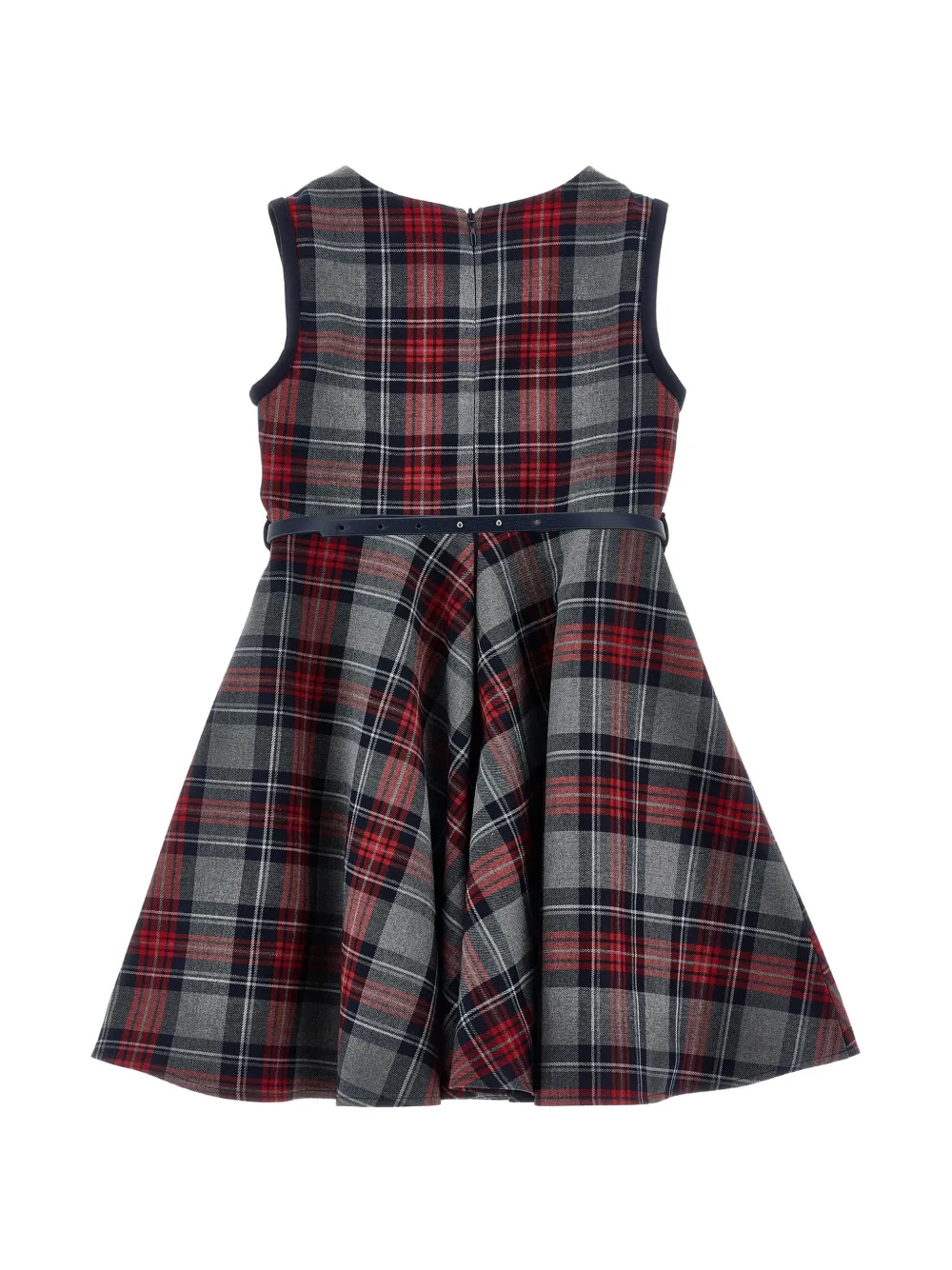 Monnalisa Jurk met tartan ruit en ceintuur Grijs