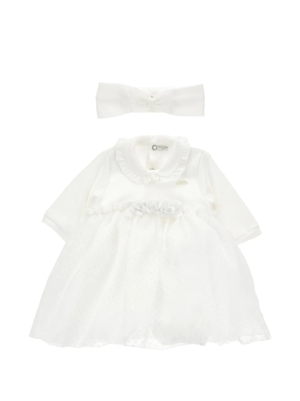 Monnalisa Set abito e fascia con ruches - Bianco