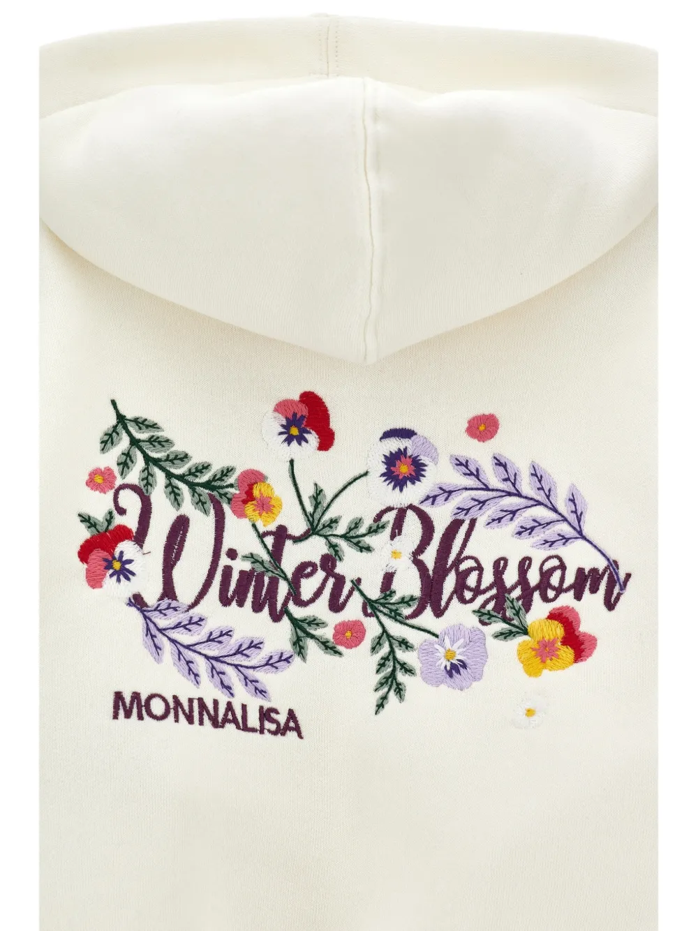 Monnalisa Hoodie met geborduurde bloemen Wit