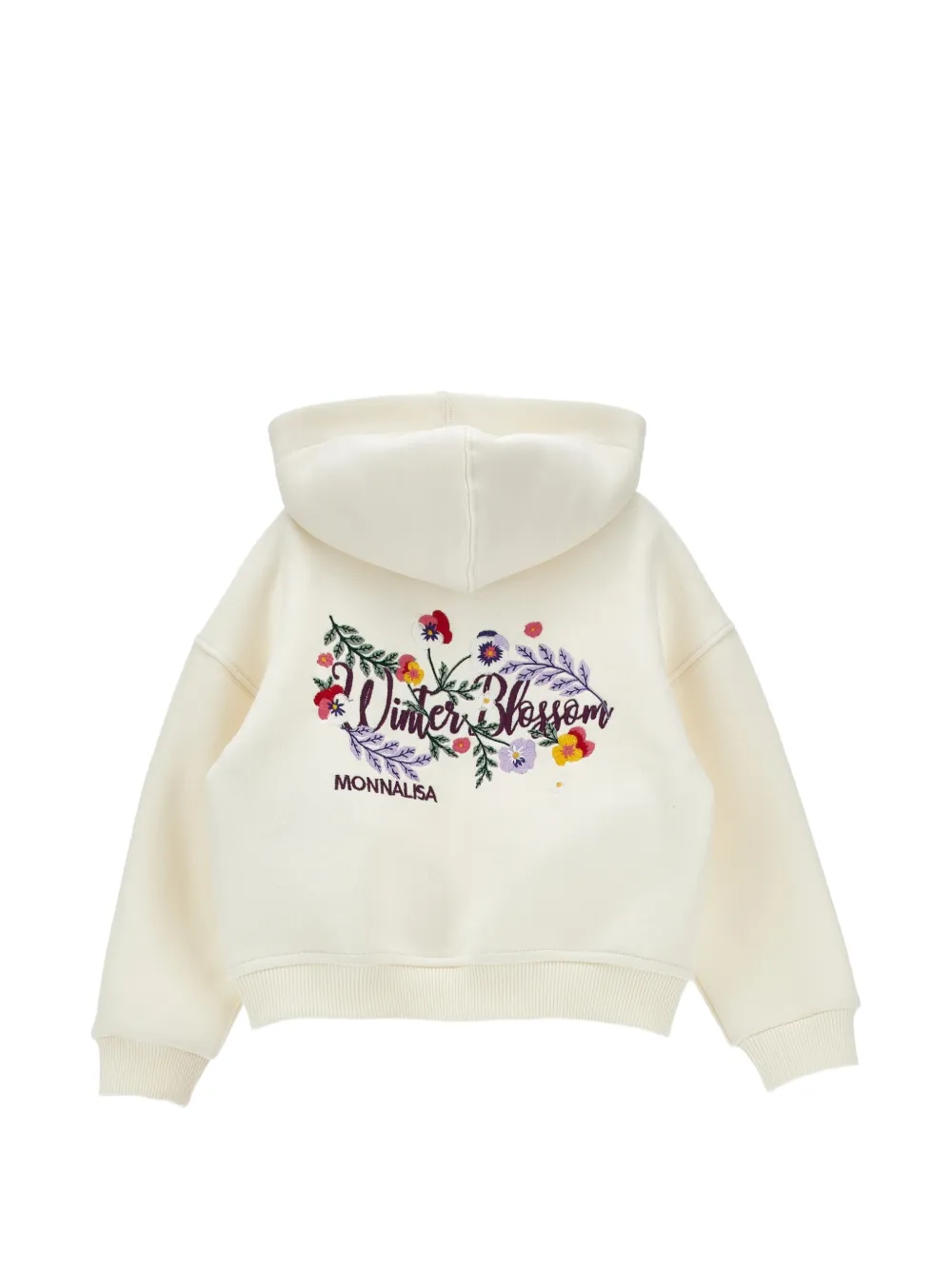 Monnalisa Hoodie met geborduurde bloemen Wit