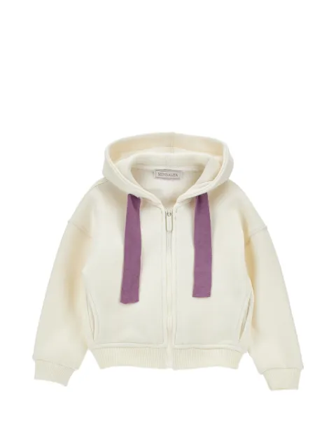 Monnalisa floral-embroidered zip-up hoodie