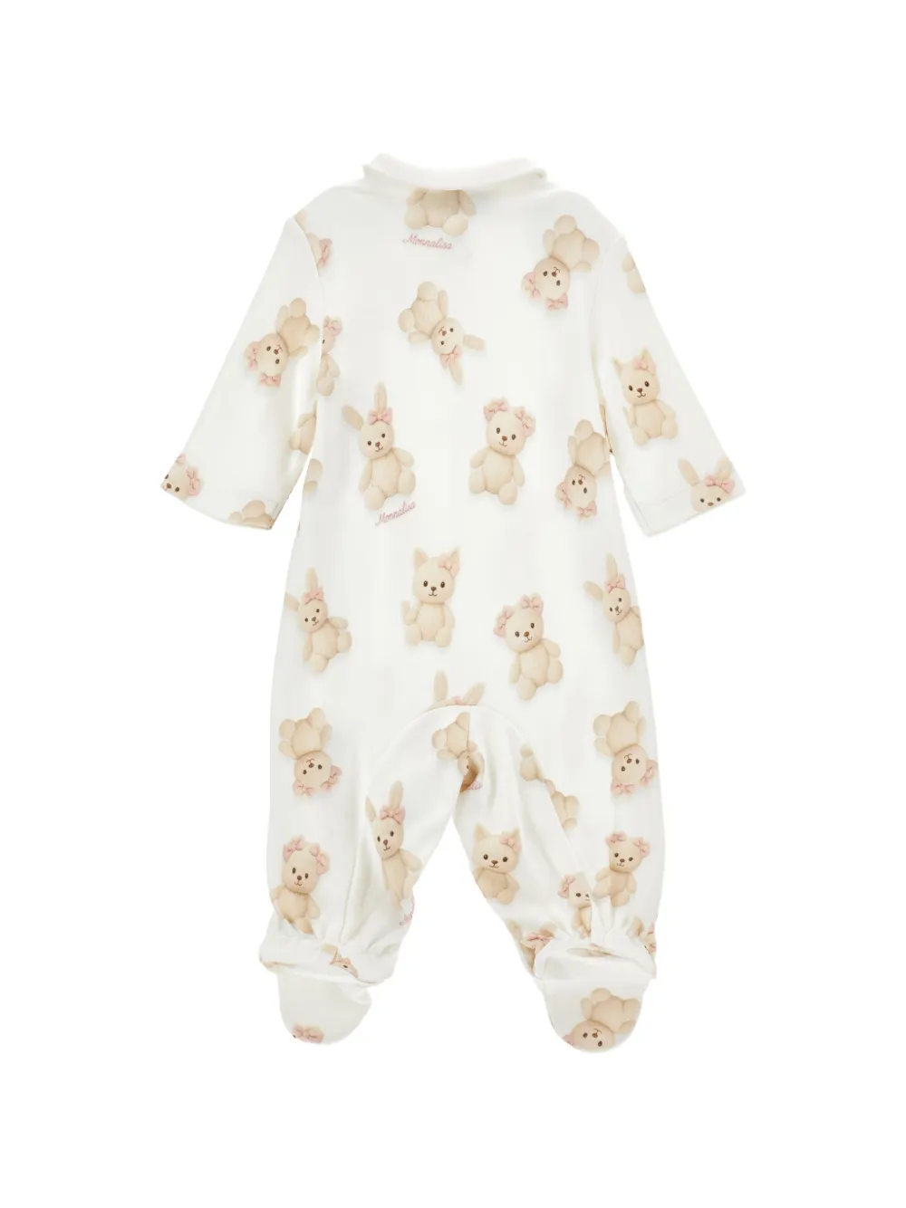 Monnalisa Pyjama met teddybeer-print en voetjes Wit