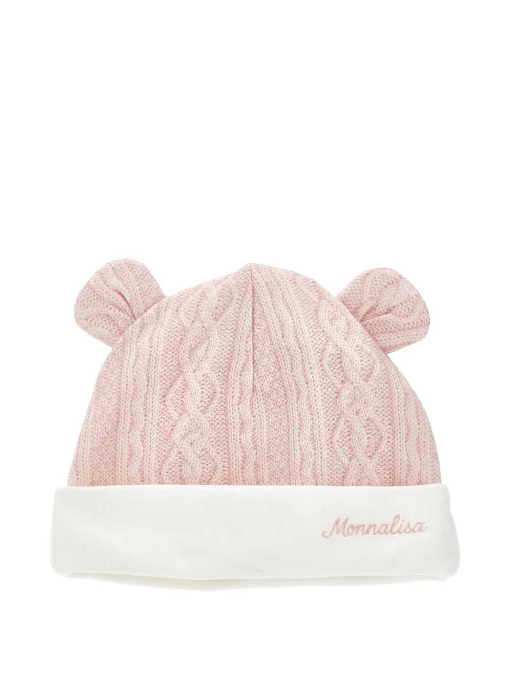 Monnalisa Kabelgebreide romper met beerprint Roze