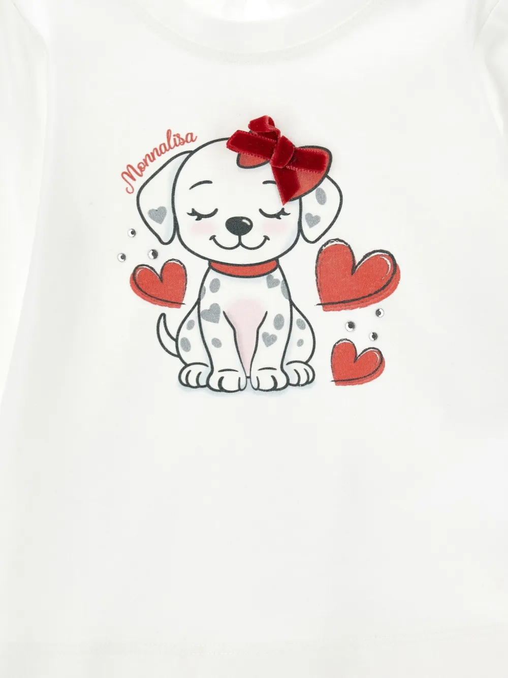 Monnalisa grafische prints T-shirt met strikdetail Wit