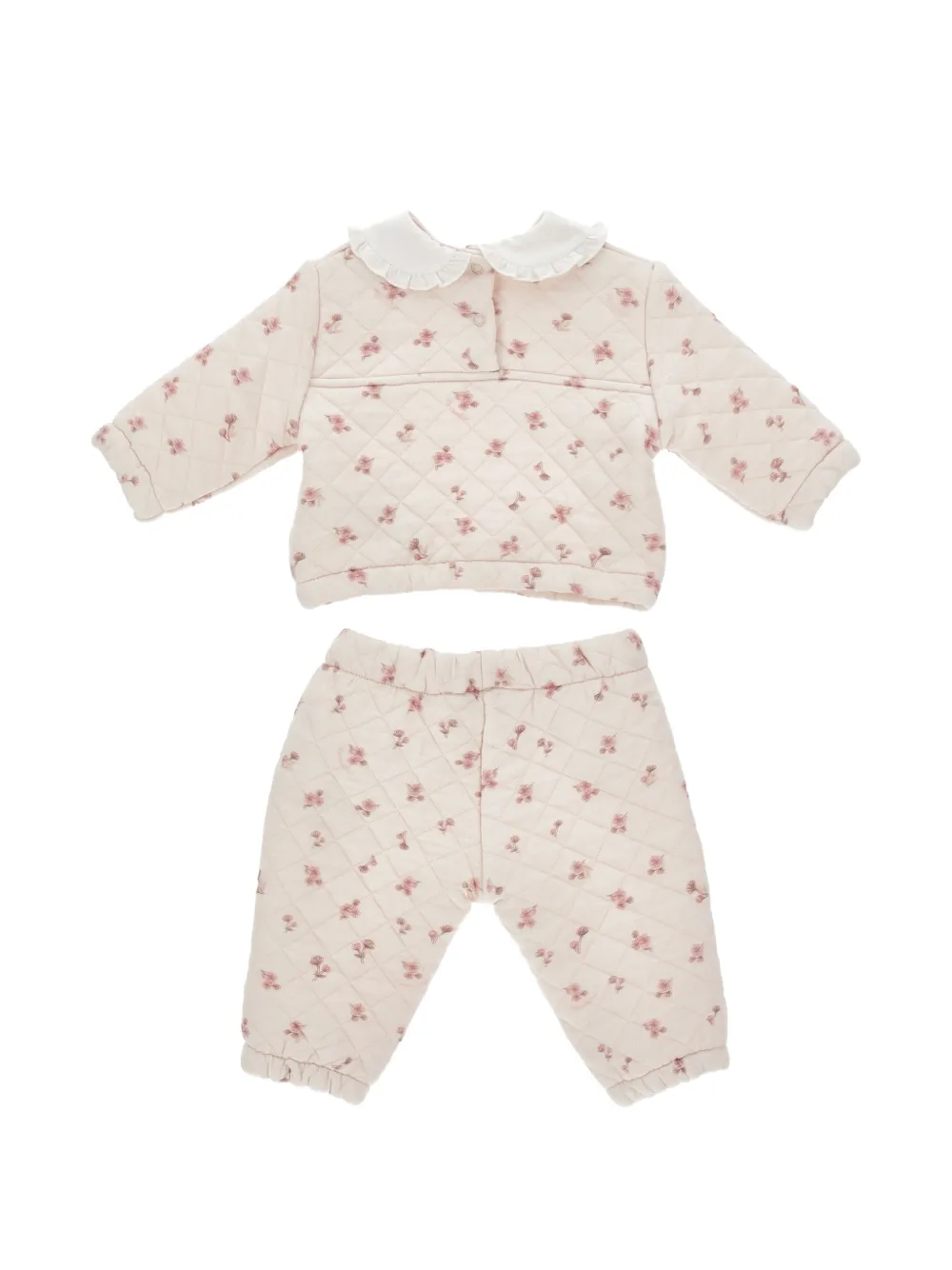 Monnalisa Gewatteerd trainingspak met bloemenprint Beige