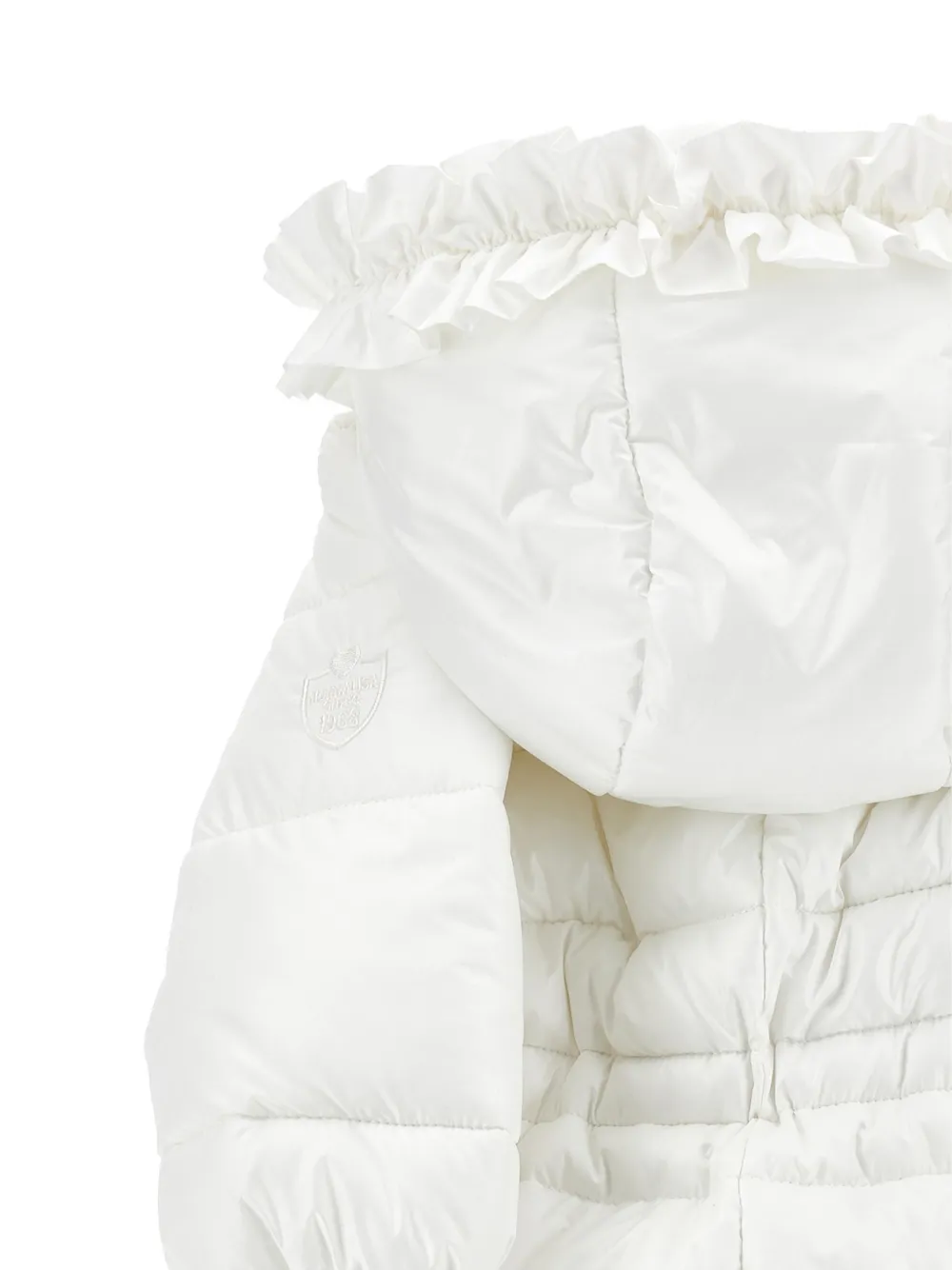 Monnalisa Sneeuwpak met capuchon en ruches Wit
