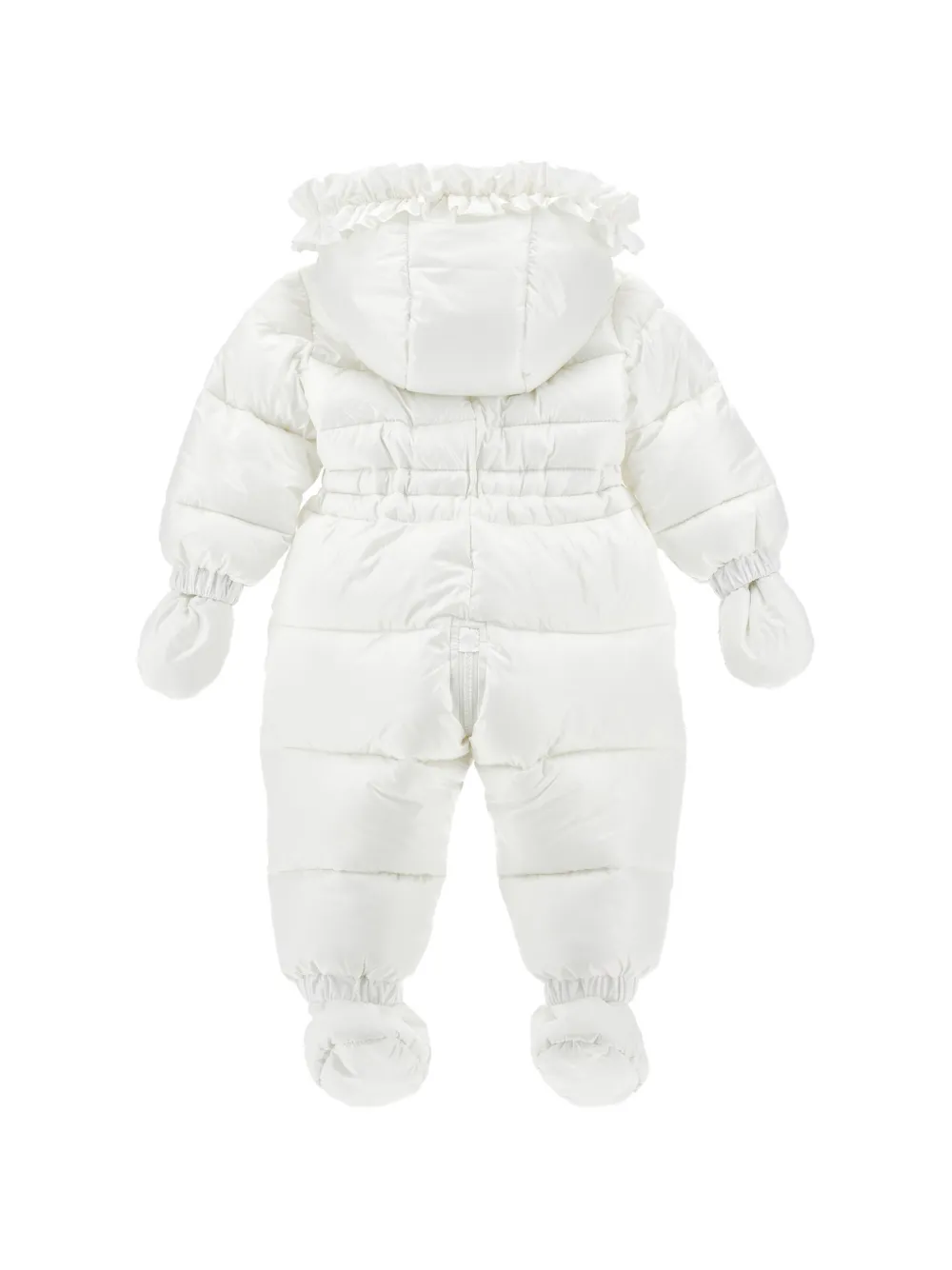 Monnalisa Sneeuwpak met capuchon en ruches Wit