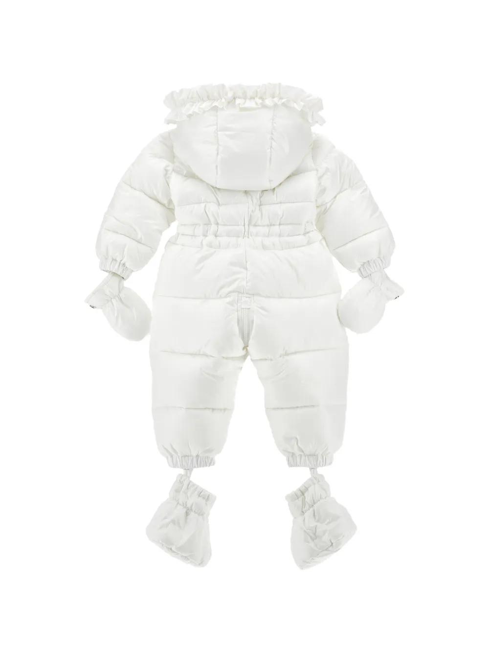 Monnalisa Sneeuwpak met capuchon en ruches Wit