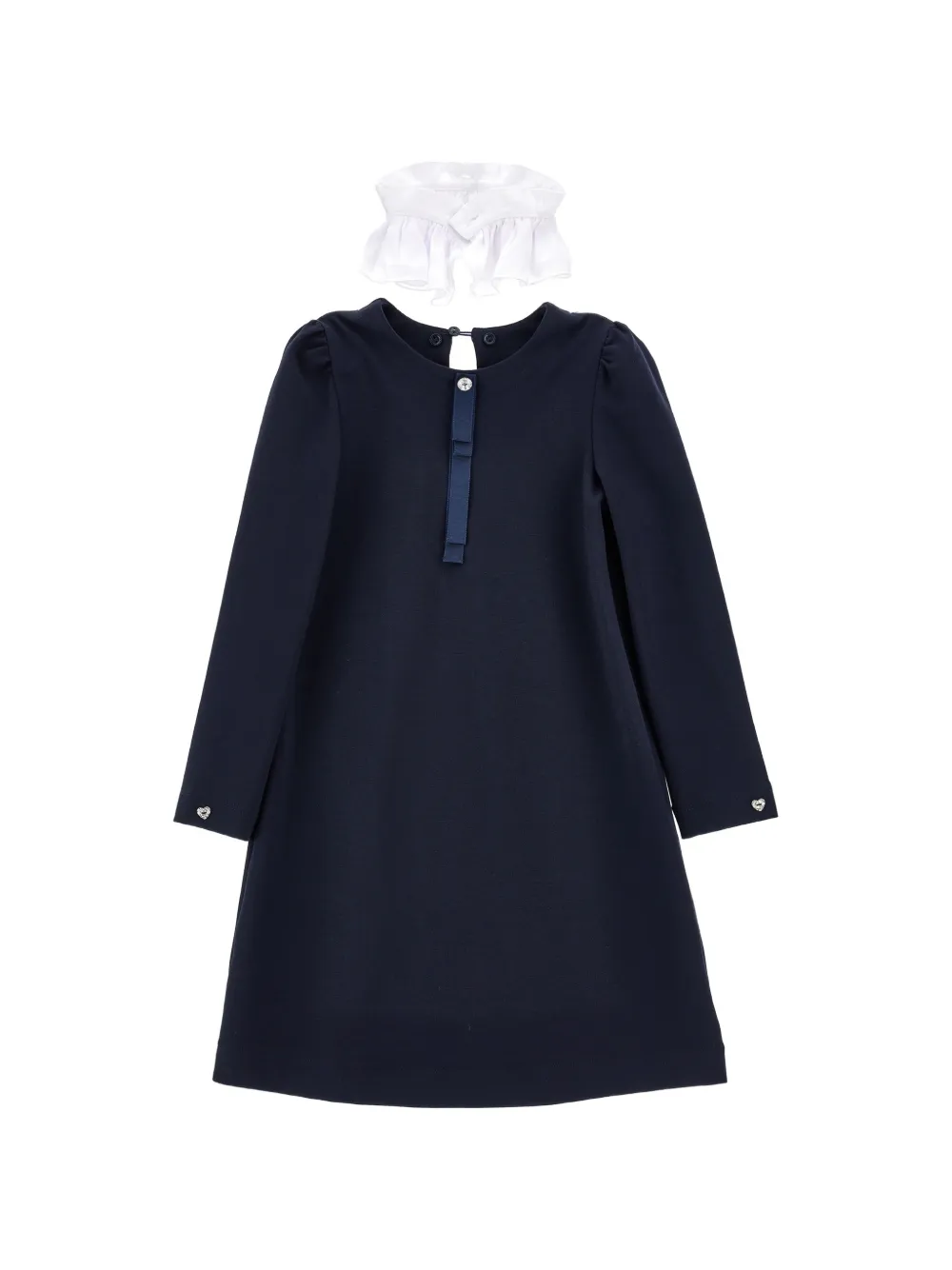 Monnalisa Jurk met ruchekraag en strik detail Blauw
