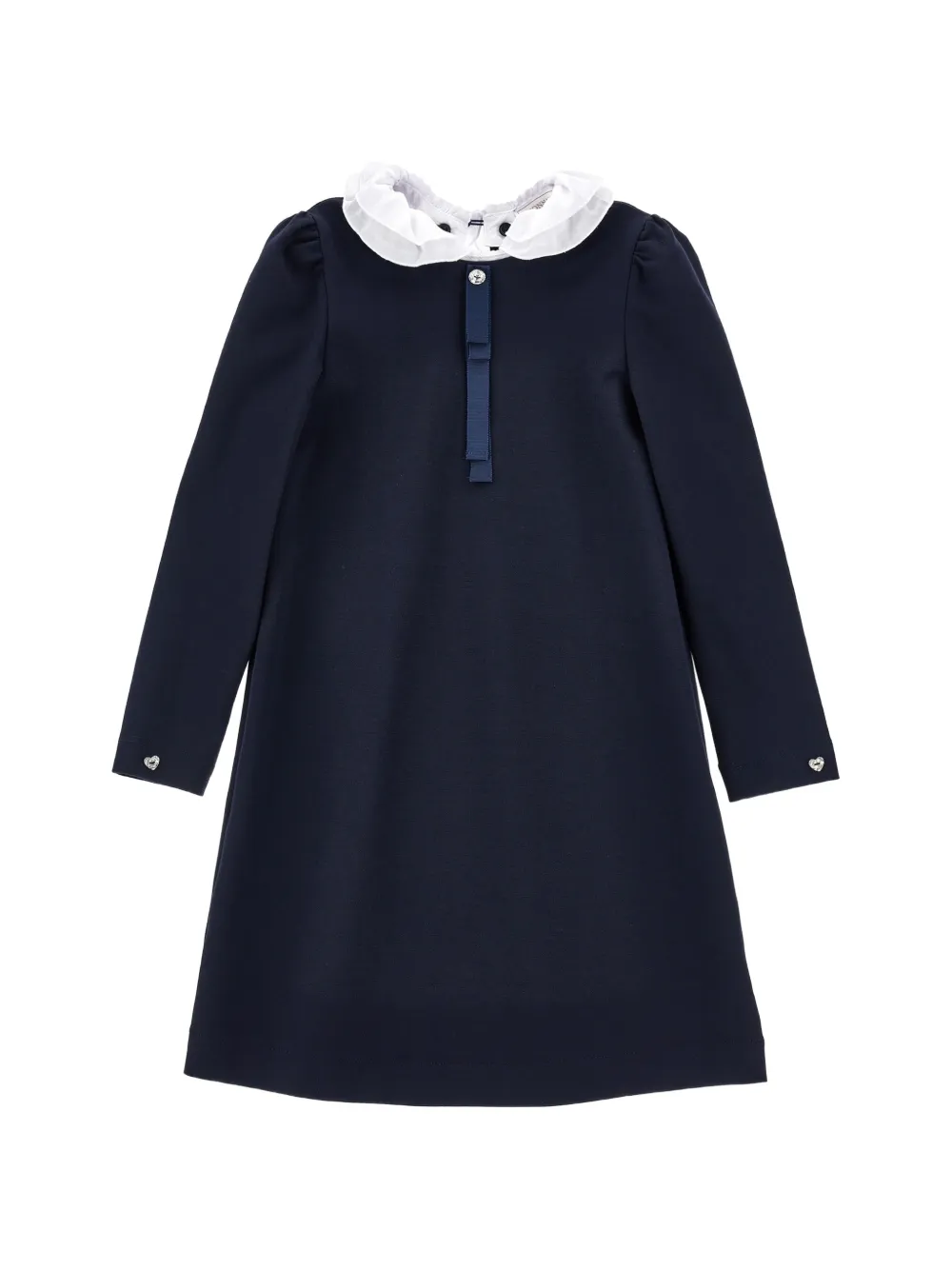 Monnalisa ruffled-collar bow-detail dress | Blue | Image 1