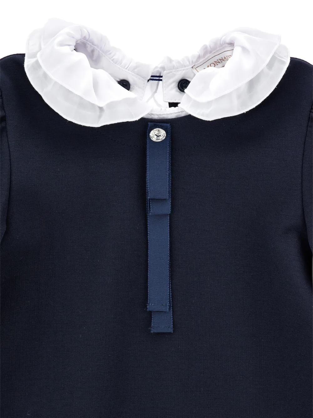 Monnalisa Jurk met ruchekraag en strik detail Blauw