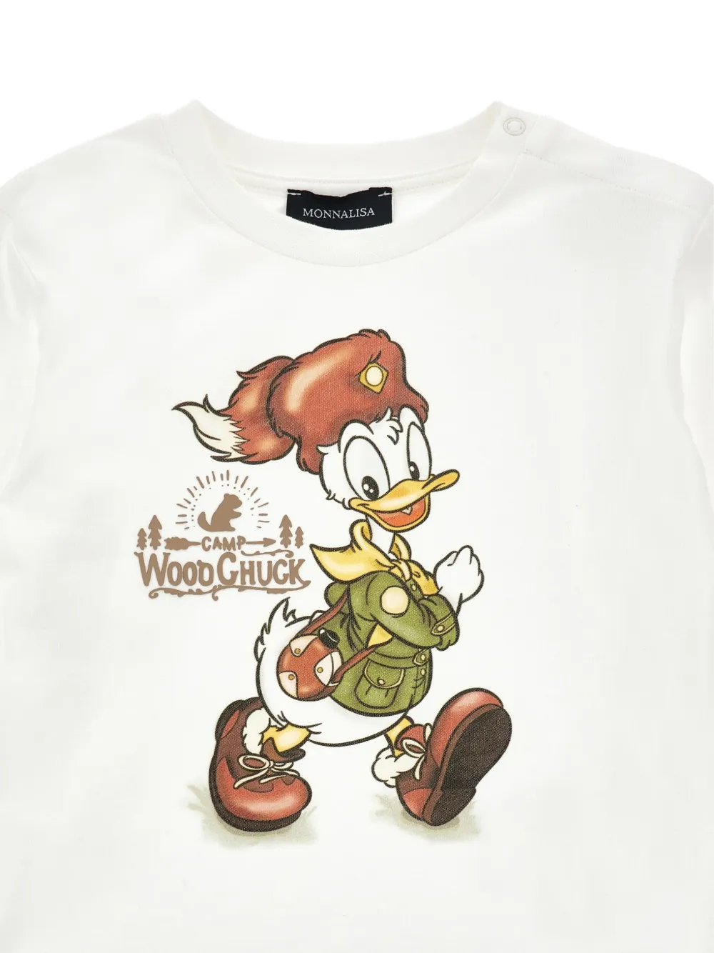 Monnalisa T-shirt met Donald Duck-print en lange mouwen Wit