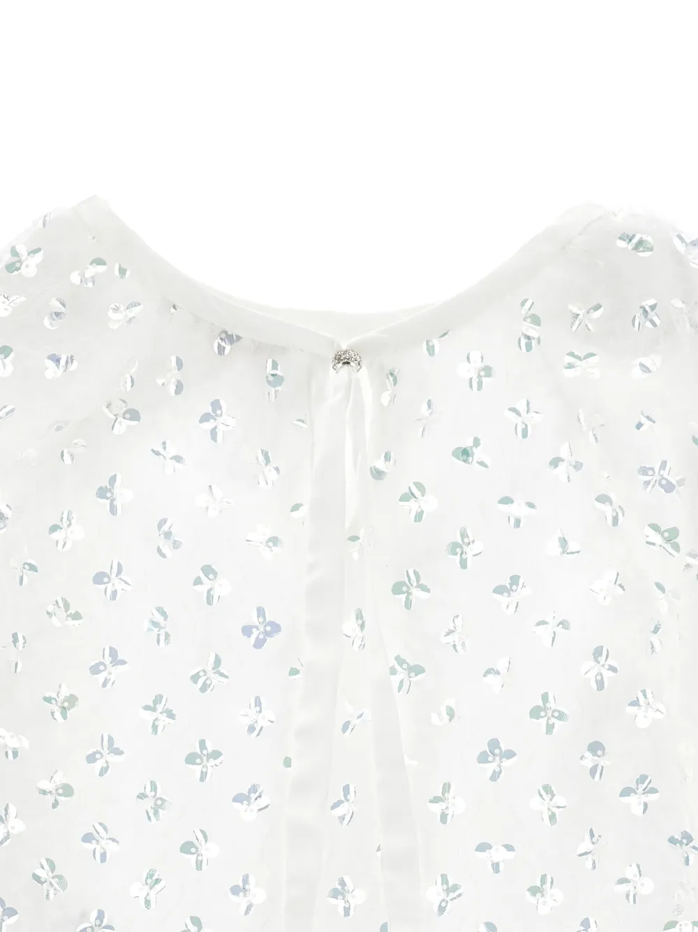 Monnalisa Top verfraaid met pailletten en bloemen-print Wit
