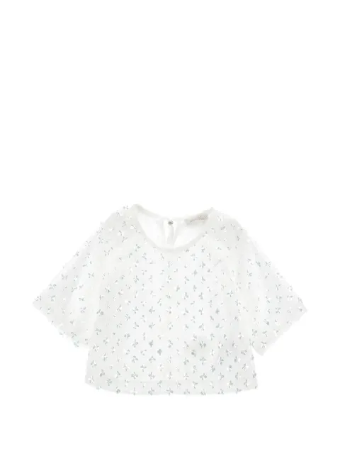 Monnalisa sequin-embellished floral-pattern top