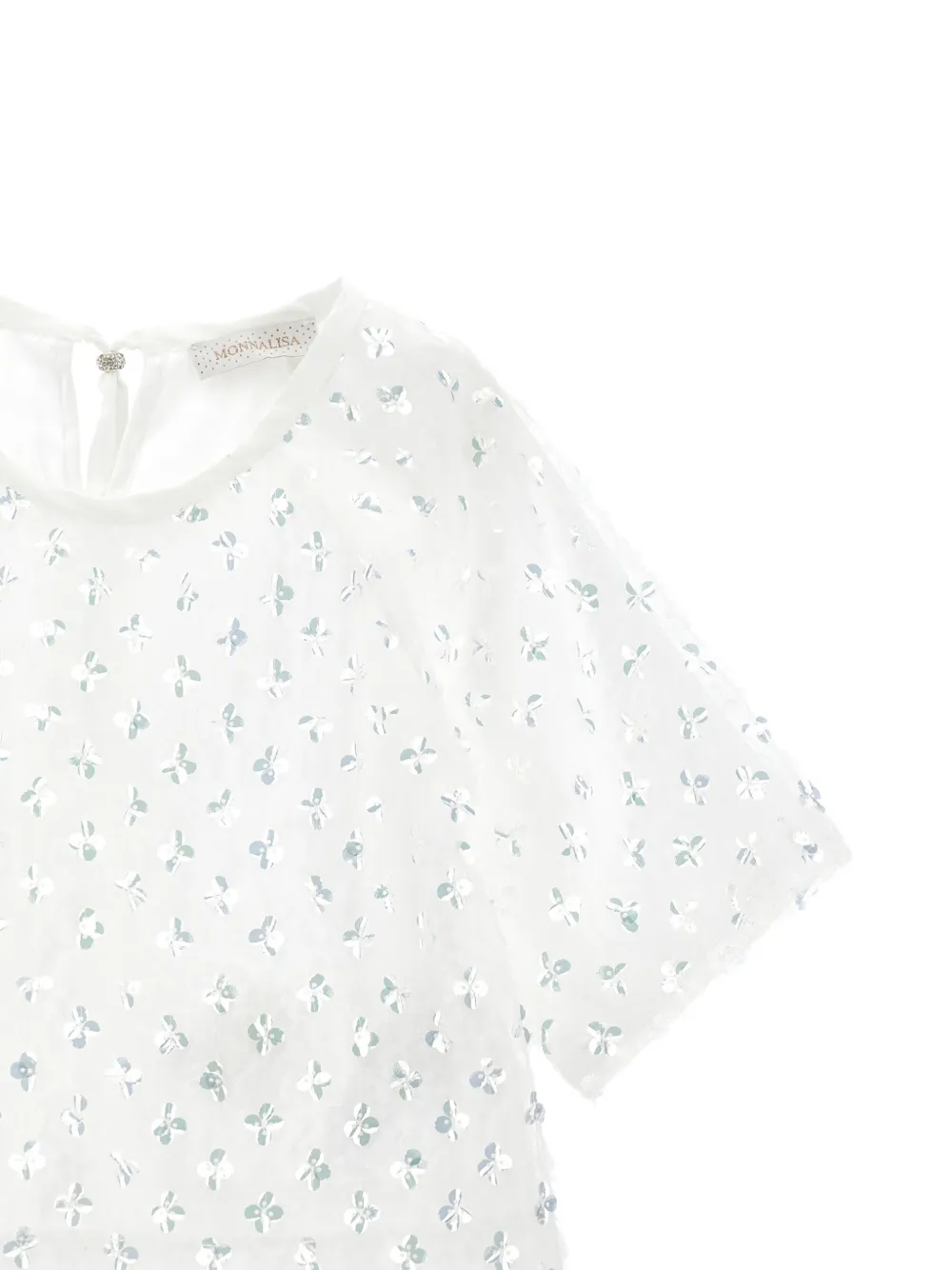 Monnalisa Top verfraaid met pailletten en bloemen-print Wit