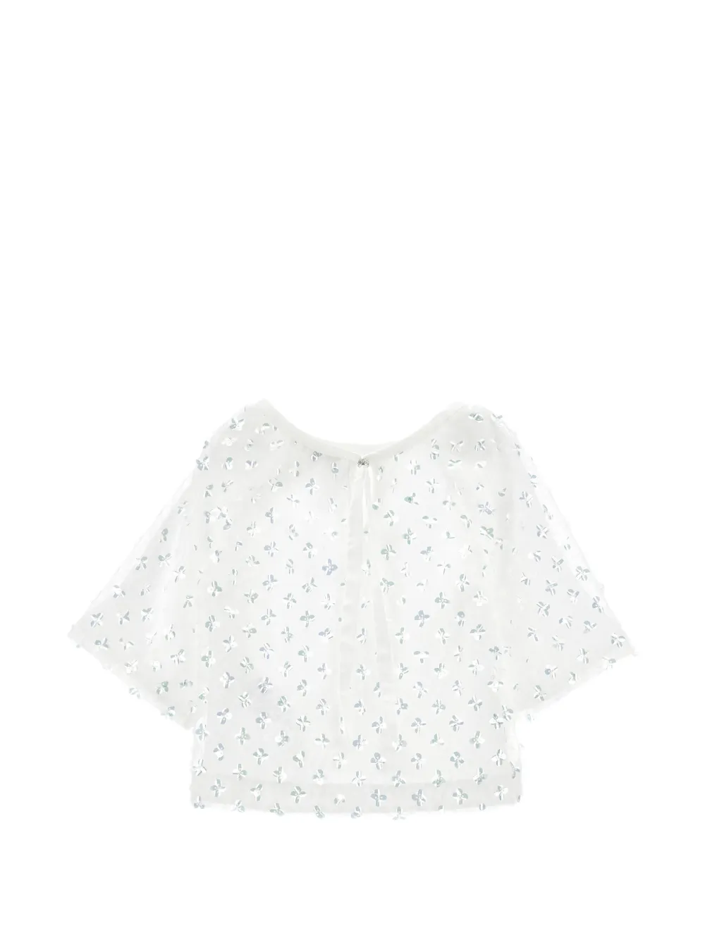 Monnalisa Top verfraaid met pailletten en bloemen-print Wit