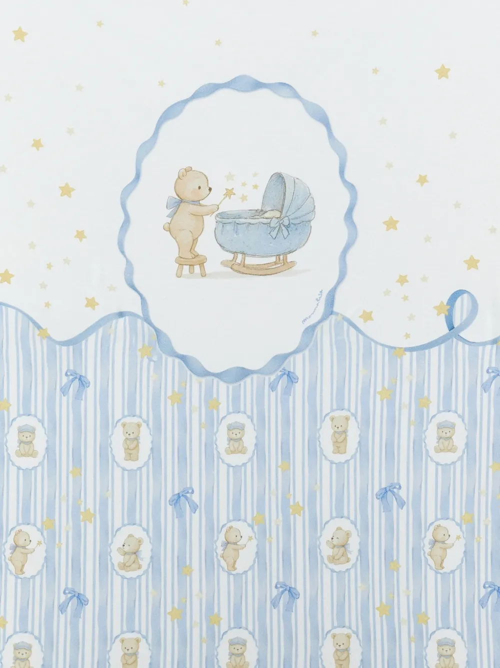 Monnalisa Gestreepte deken met teddybeer Wit