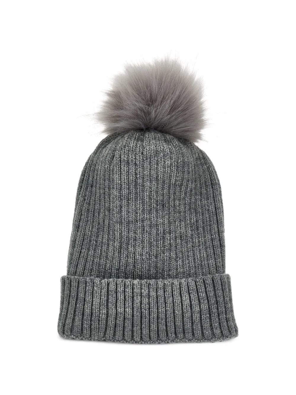 Monnalisa Muts met teddybeer-print en pompon Grijs