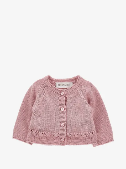 Monnalisa pointelle-knit raglan-sleeve cardigan